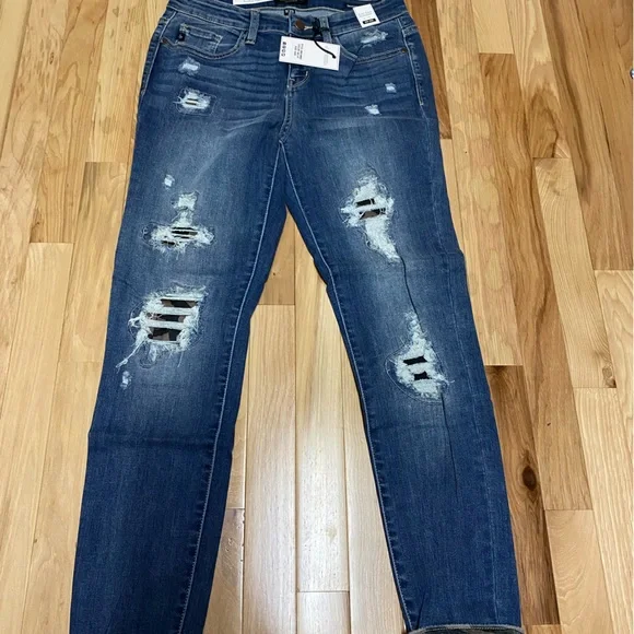 Judy Blue Skinny Jeans Distressed Blue - Picture 1 of 7